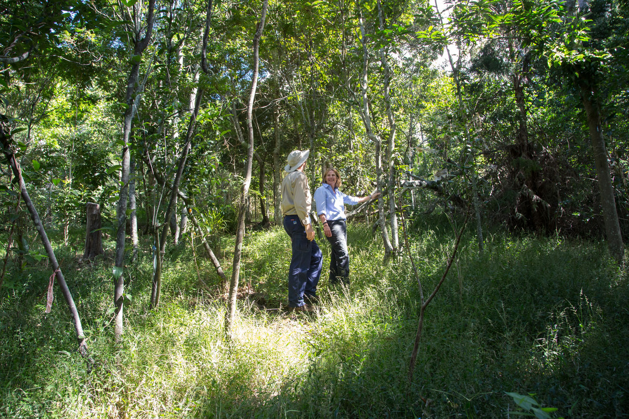 Female landower and Council officer on a Wildlife Conservation Partnership Program site.