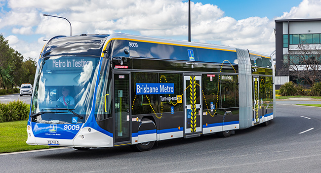 Metro vehicle on roadway