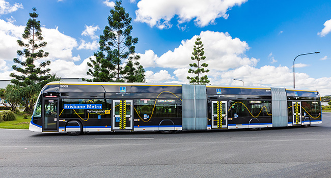 Metro vehicle travelling through a roundabout