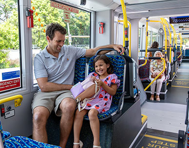 Father and daughter on metro