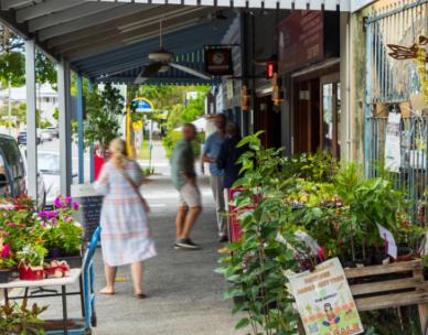 Rosalie Village precinct barber streetscape 