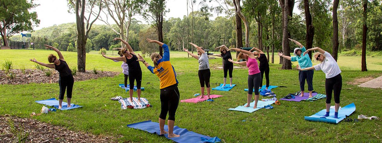 Yoga by the lake