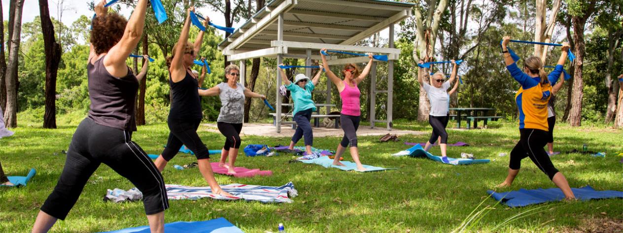 Seniors resistance band strength training